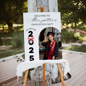 EDITABLE Class of 2025 Graduation Party Welcome Sign Canva Template Photo Graduation Welcome Poster Modern Minimalist Graduation Welcome DIY