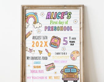 EDITABLE First Day of School Sign, First Day of Kindergarten Sign, 1st Day of Preschool, Back to School Chalkboard First & Last Day Sign DIY