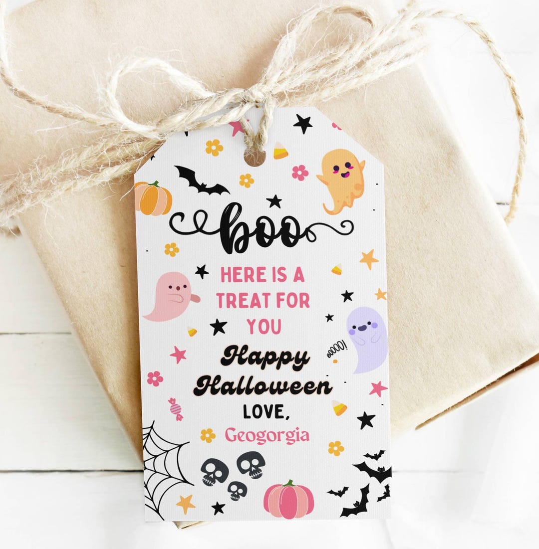 EDITABLE Halloween Favor Tags Boo Gift Tag Costume Party Trick or Treat ...