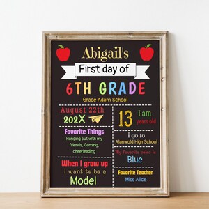 EDITABLE Colorful First Day of School Chalkboard Sign, Reusable First Day of School Sign, Back to School Interview, School Picture Prop DIY
