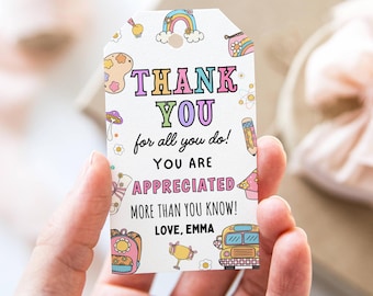 EDITABLE Teacher Appreciation Week Gift Tags Thank You Teacher Gift Tag School Party Favor Printable Label Template Instant Download DIY