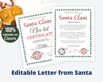 Instant Download Editable Santa Letter and Nice List - Etsy