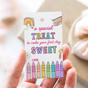 EDITABLE A Little Treat To Make Your First Day Sweet Tag Printable First Day of School Favor Tag Notepad Back to School Student Gift Tag DIY