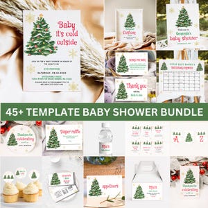 EDITABLE Christmas Baby Shower Bundle, Baby it&#39;s Cold Outside Baby Bundle, Winter Baby Shower Bundle Wonderland Baby Shower Holiday Xmas DIY