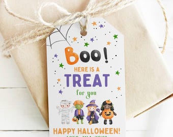 EDITABLE Halloween Favor Tag Template, Boo Gift Tags, Trick or Treat Favor Tags, Ghost Pumpkin Treat Bag Tags, Instant Download DIY
