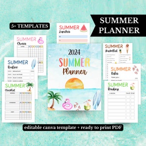 Printable SUMMER Planner 2024 Bundle, Editable Summer Planner, Summer Checklist, Summer Chore Chart Kids, Summer Planner Bucketlist & Rules