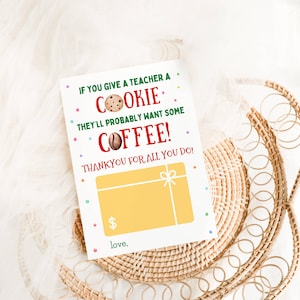 EDITABLE Thanks a Latte Printable, Teacher Appreciation Gift, Employee Appreciation Card, Coffee Gift Card Holder School Staff Gift Card DIY