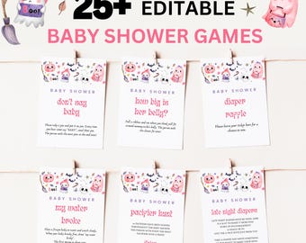 EDITABLE Halloween Baby Shower Games, Editable A Little Boo Baby Shower Games Pack, Pumpkin Ghost Game Bundle Shower Activity Gender Neutral