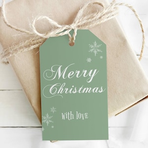 EDITABLE Minimalist Merry Christmas Gift Tag Template, Printable Modern Holiday Party Favor Tag, Simple Elegant Script Tag, Instant DIY