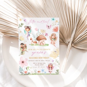 Editable Fairy Birthday Invitation Whimsical Enchanted Pixie Fairy Party Magical Floral Fairy Princess Party Instant Download Editable