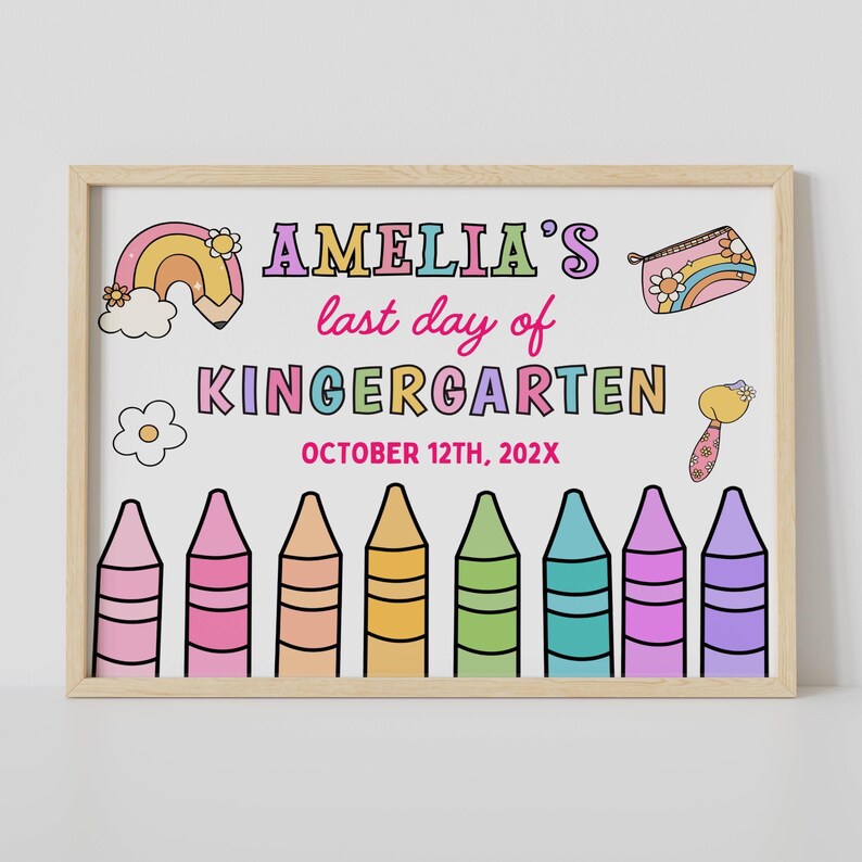 EDITABLE Last Day of Kindergarten Sign, Personalized Last Day of ...