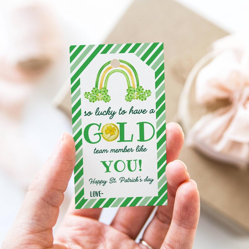 EDITABLE St Patrick's Day Thank You Gift Tag, Printable for Staff ...