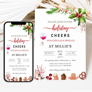EDITABLE Christmas Party Invitation, Christmas Party Invite Christmas Party Printable Holiday Phone Evite Template DIY Instant Download