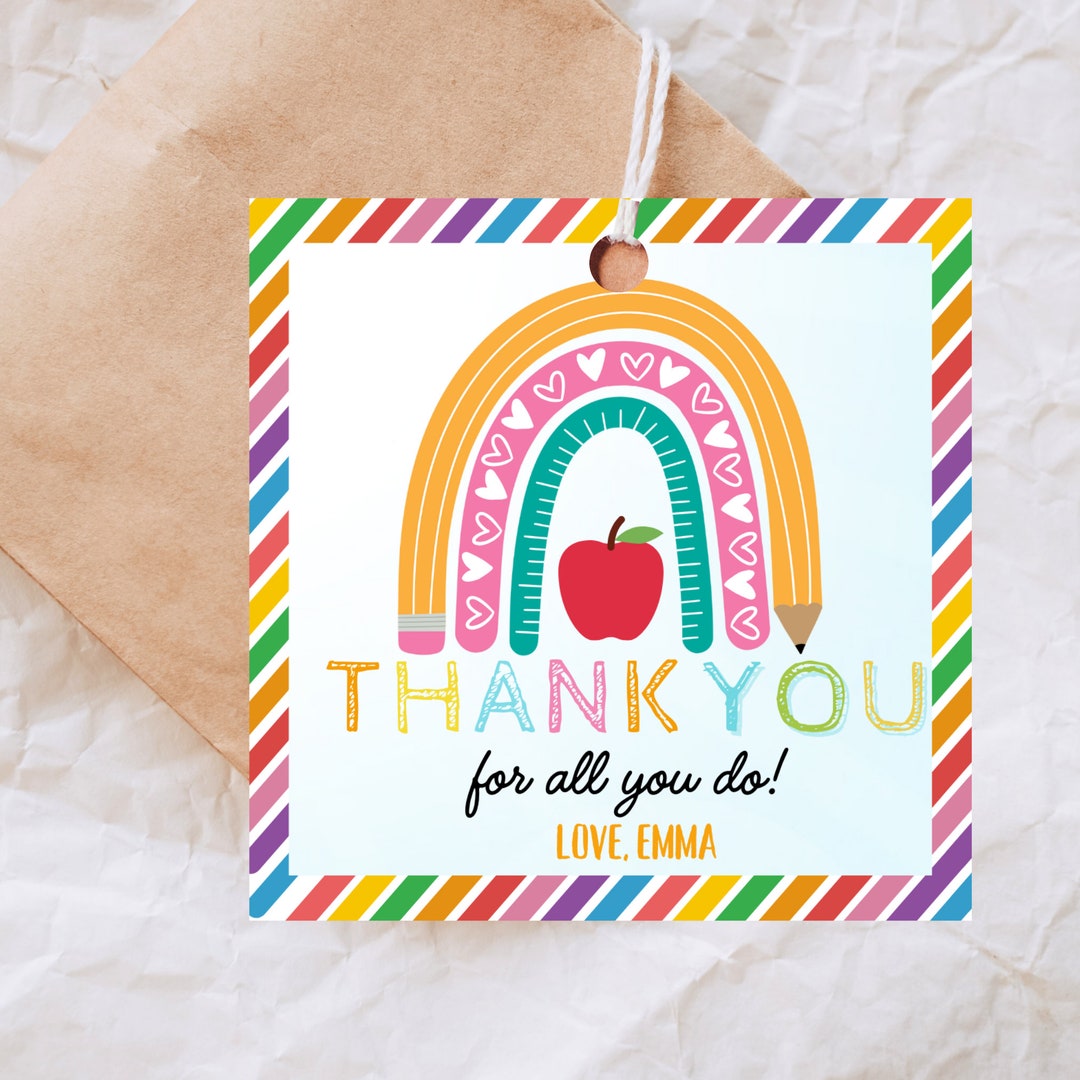 EDITABLE Teacher Appreciation Week Gift Tags Thank You Teacher Gift Tag ...