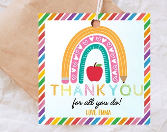 EDITABLE Teacher Appreciation Week Gift Tags Thank You Teacher Gift Tag School Party Favor Printable Label Template Instant Digital Download