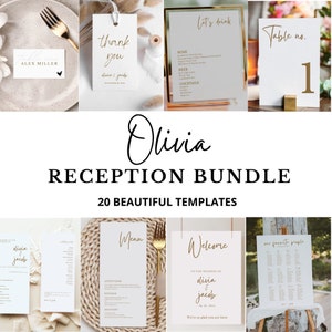 Modern Minimalist Wedding Signs Bundle, Editable Wedding Templates, Printable Wedding Reception Signs, Wedding Reception Bundle