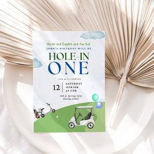 EDITABLE Editable Hole in One Birthday Invitation Golf First Birthday Par-tee Golf Invite Boy Golfing Download Printable Template DIY