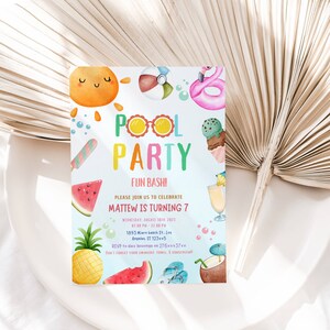 EDITABLE Pool Party Invitation Tropical Splish Splash Girly Pool Party Invitation Summer Swimming Pool Splash Pad Party Instant Download DIY