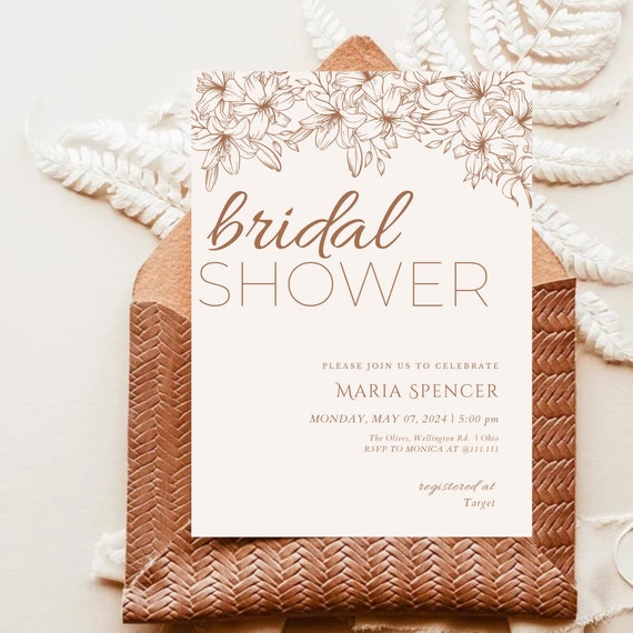 Minimal Boho Bridal Shower Invitation Modern Bridal Shower Etsy