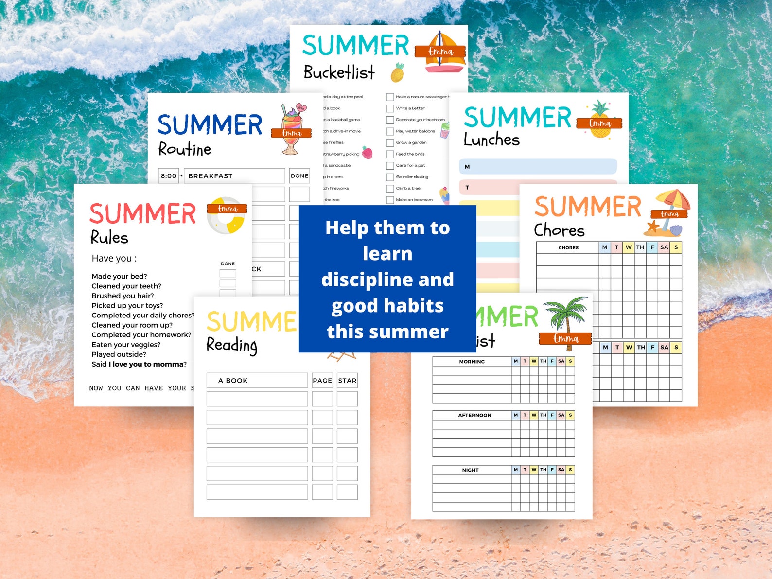 Printable SUMMER Planner Bundle for Kids Summer Calendar Etsy