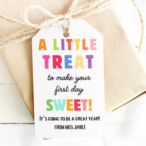 BEWERKBARE Back To School-cadeaukaartsjabloon, afdrukbare klasgunsten, bewerkbaar een kleine traktatie om je eerste dag Sweet Tag direct te downloaden