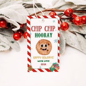 EDITABLE Chip Chip Hooray Appreciation Tag Template, Printable Chocolate Chip Cookie Tag Teacher Staff Nurse Favor Tag, Instant Download DIY