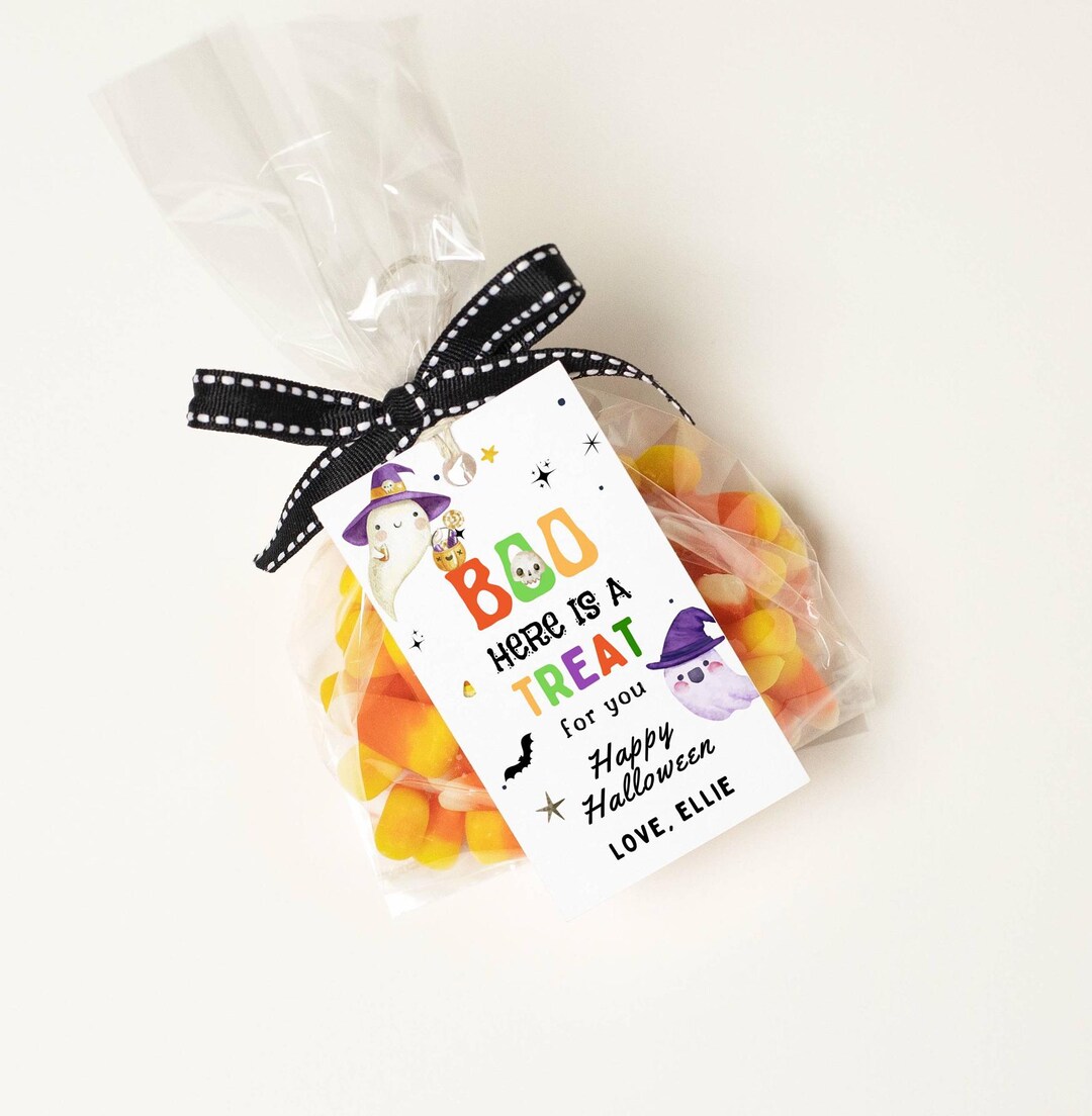 EDITABLE Halloween Favor Tags Boo Gift Tag Costume Party Trick or Treat ...
