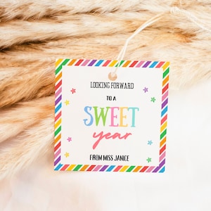 EDITABLE Sweet Year Gift Tag Template, Printable Rainbow Back to School Favor Tag Editable Teacher Classroom School Tag Instant Download DIY