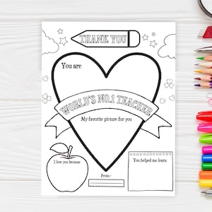 Teacher Appreciation Week, Printable Teacher Appreciation Gift, Thank You Coloring Pages School Kids Teacher Gifts, Instant Digital Download