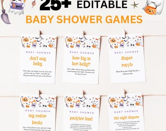 Editable Halloween Baby Shower Games Bundle (Digital Download)