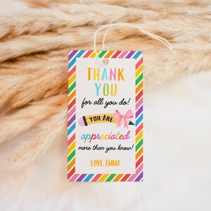 EDITABLE Teacher Appreciation Week Gift Tags Thank You Teacher Gift Tag School Party Favor Printable Label Template Instant Download DIY