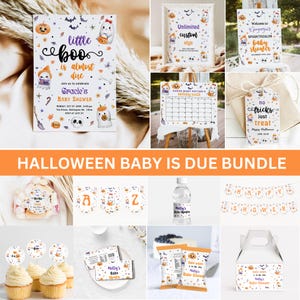 EDITABLE Halloween Baby Shower Invitation Bundle A Little Boo is Almost Due Invitation bundle Spooky Baby Shower Invite Fall Baby Shower DIY