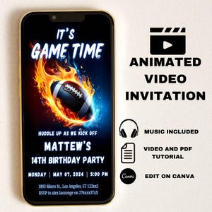 EDITABLE Football Invitation, Football Birthday Invitation, Sports Party Invite, Football Game Time Invitation, Electronic Mobile Evite DIY