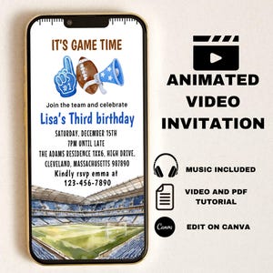 EDITABLE Football Invitation, Football Birthday Invitation, Sports Party Invite, Football Game Time Invitation, Electronic Mobile Evite DIY