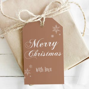 EDITABLE Minimalist Merry Christmas Gift Tag Template, Printable Modern Holiday Party Favor Tag, Simple Elegant Script Tag, Instant DIY