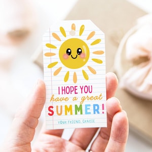 Etiqueta editable para el último día de clases, etiquetas de regalo para amigos de fin de año, plantilla imprimible para recuerdo de fiesta de verano, descarga digital instantánea.