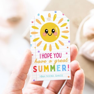 Etiqueta editable para el último día de clases, etiquetas de regalo para amigos de fin de año, plantilla imprimible para recuerdo de fiesta de verano, descarga digital instantánea.