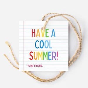 Etiqueta editable para el último día de clases, etiquetas de regalo "Que tengas un verano genial", regalo de fin de año para maestros, etiqueta imprimible para recuerdo de fiesta, plantilla de Canva, bricolaje