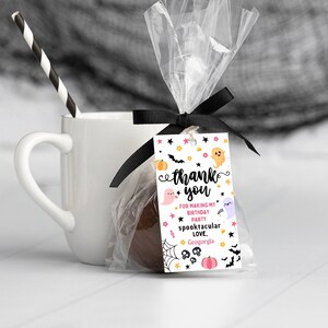 EDITABLE Halloween Birthday Thank You Favor Tags Costume Party Girl ...
