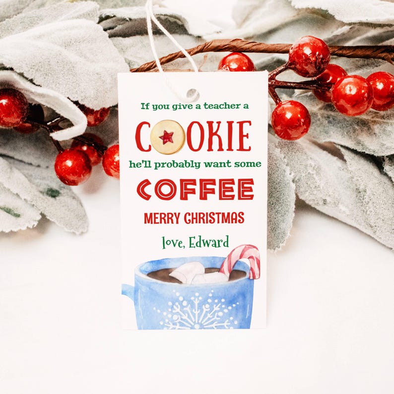 EDITABLE Teachers Appreciation Christmas Gift Tag Teacher Holiday ...