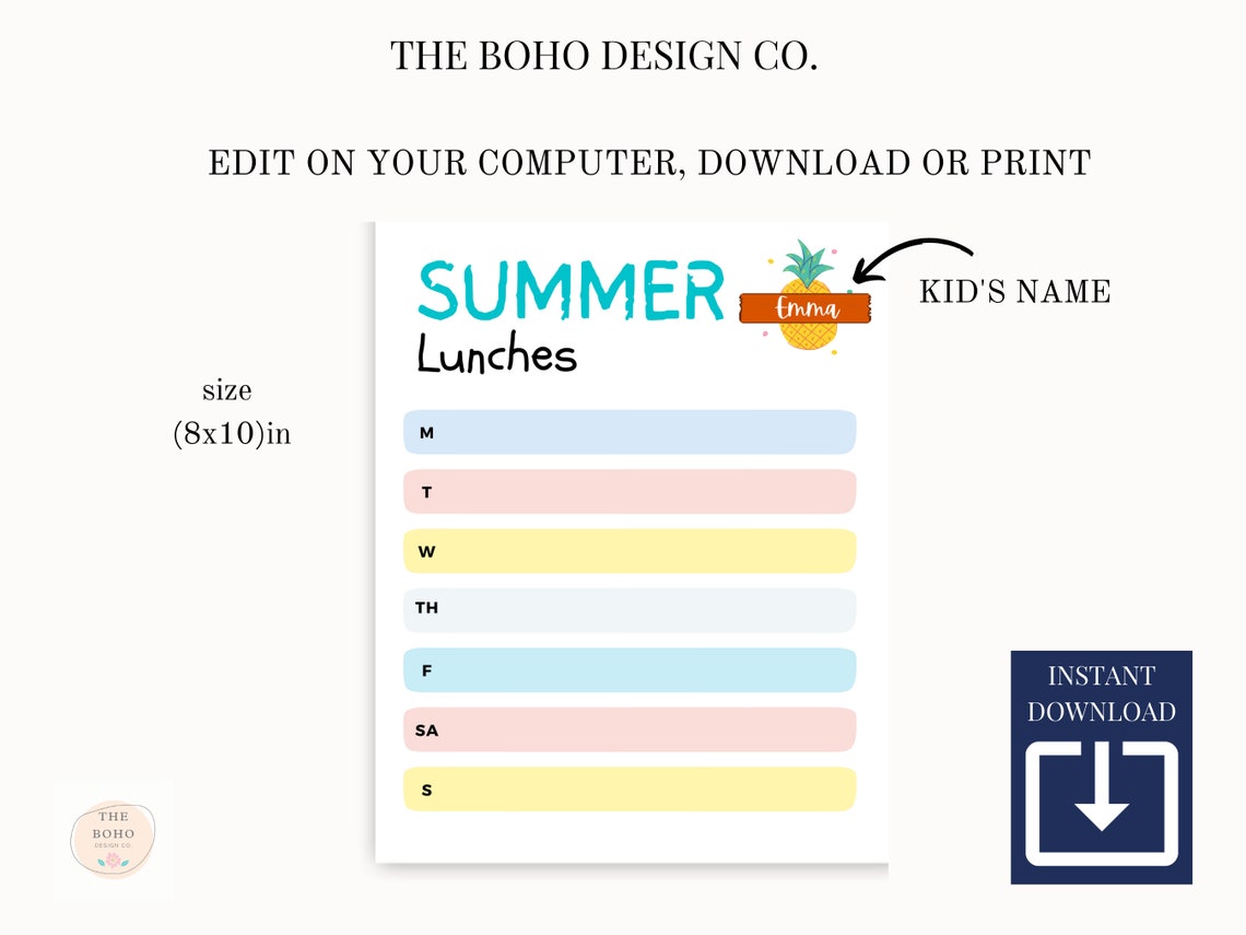 Printable SUMMER Planner Bundle for Kids Summer Calendar Etsy