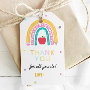 EDITABLE Teacher Appreciation Week Gift Tags Thank You Teacher Gift Tag School Party Favor Printable Label Template Instant Download DIY