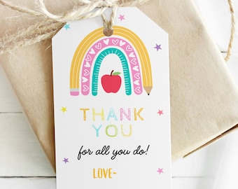 EDITABLE Teacher Appreciation Week Gift Tags Thank You Teacher Gift Tag School Party Favor Printable Label Template Instant Download DIY