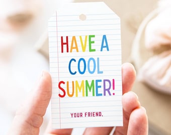 Etiqueta editable para el último día de clases, etiquetas de regalo de agradecimiento para el maestro de fin de año, plantilla imprimible de recuerdo de fiesta de verano, descarga digital instantánea, hazlo tú mismo