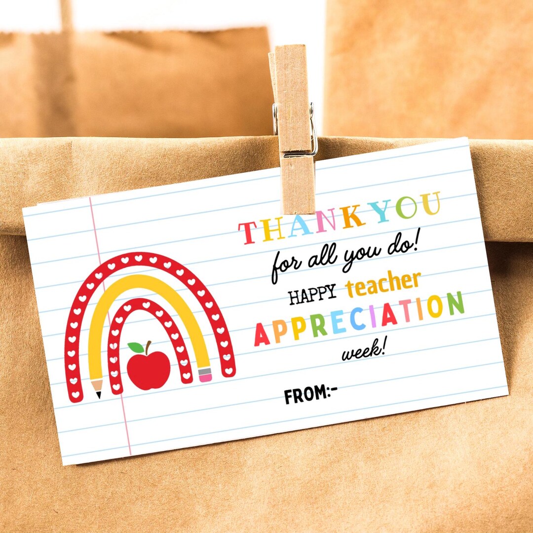 EDITABLE Teacher Appreciation Week Gift Tags Thank You Teacher Gift Tag ...