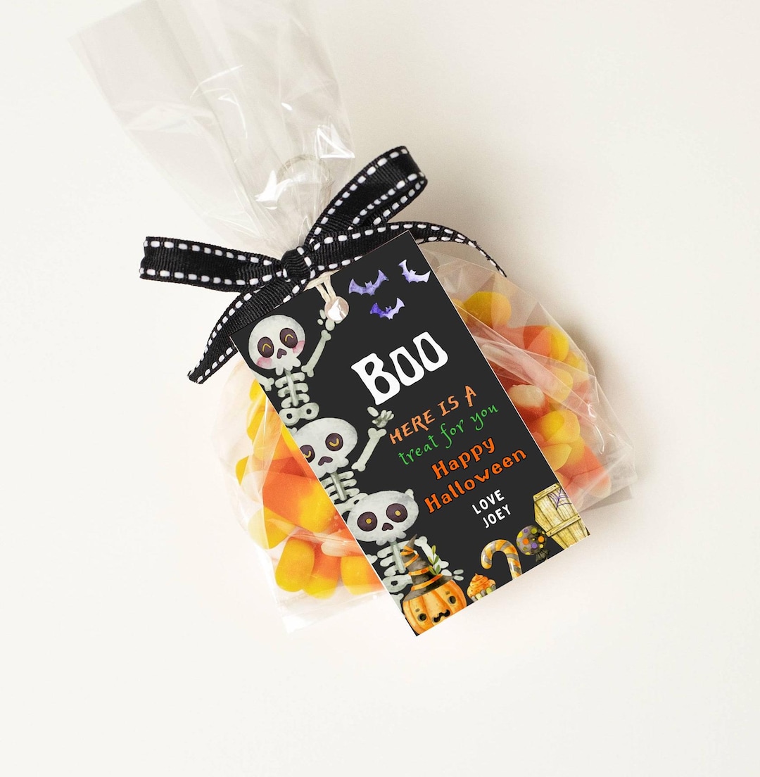 EDITABLE Halloween Favor Tags Boo Gift Tag Costume Party Trick or Treat ...
