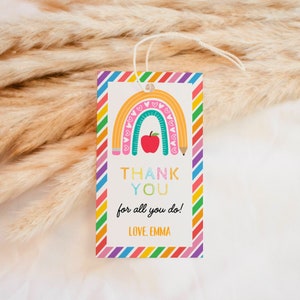 EDITABLE Teacher Appreciation Week Gift Tags Thank You Teacher Gift Tag School Party Favor Printable Label Template Instant Download DIY