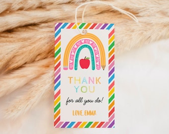 EDITABLE Teacher Appreciation Week Gift Tags Thank You Teacher Gift Tag School Party Favor Printable Label Template Instant Download DIY