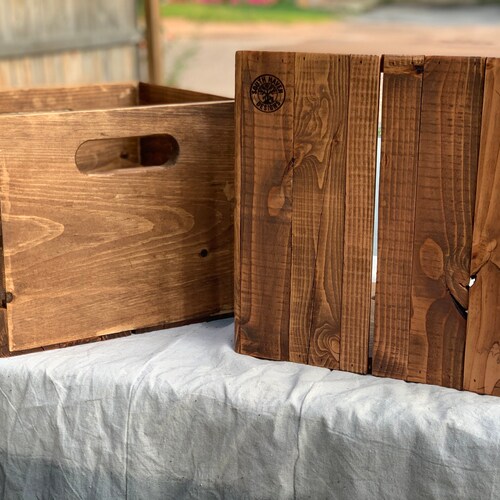 Vinyl Record Holder Wood Crate Etsy