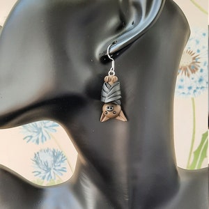 Cute Bat Earrings/Polymer Clay/Hooks or Clip on